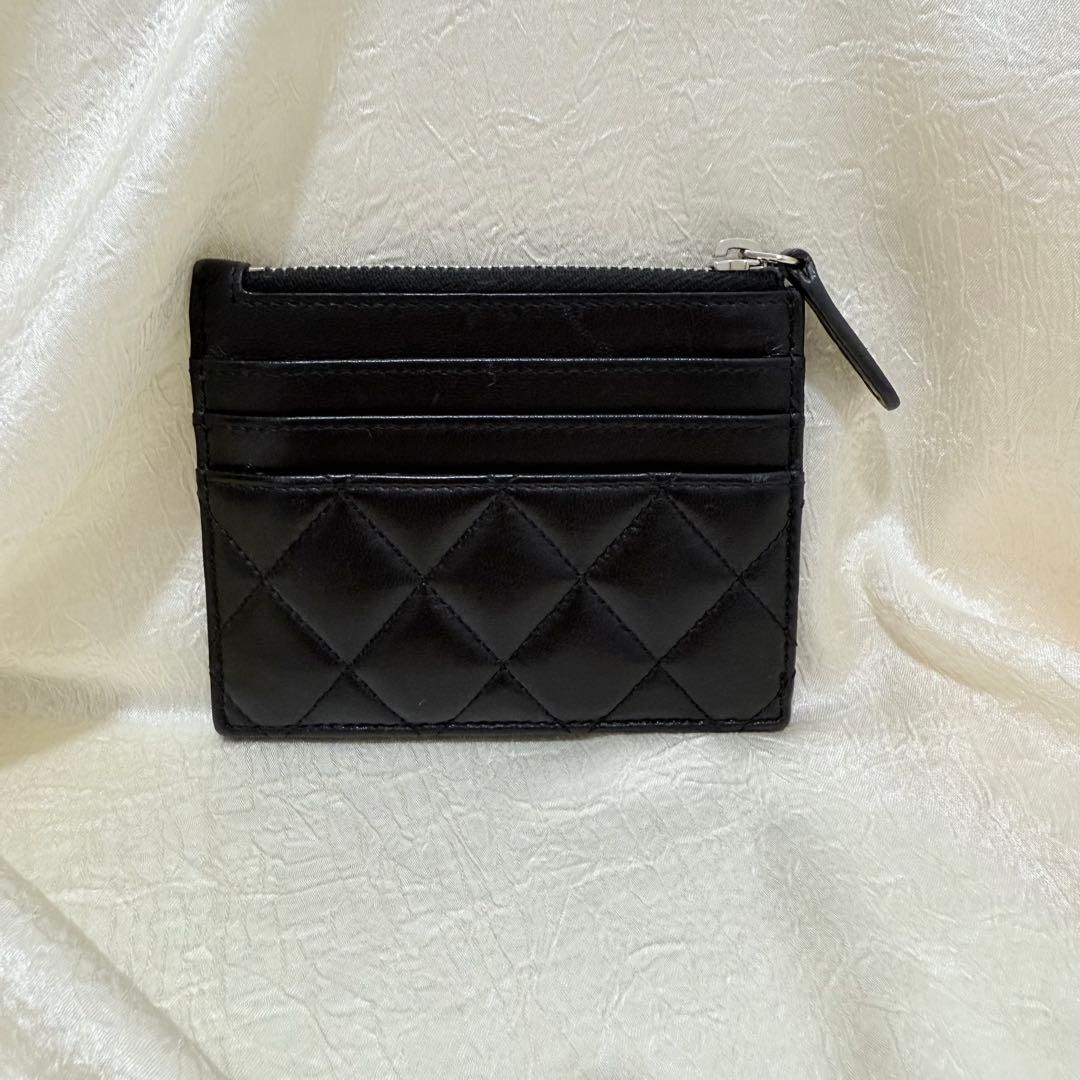 CHANELシャネル ココマーク マトラッセ ラムスキン カードケース 財布