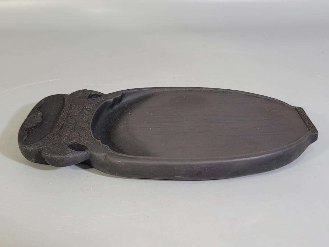 DT584 中国 文房具 端渓壷形 硯 唐木箱付