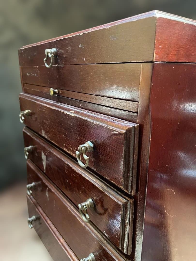 アンティーク 木製 チェスト マホガニー 小引き出し チェスト 5段 引き出し