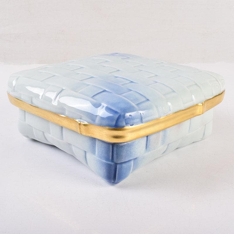 茶道具　京焼　平安　小川武雄作　梅椿文　食籠　共布共箱　V　R8955