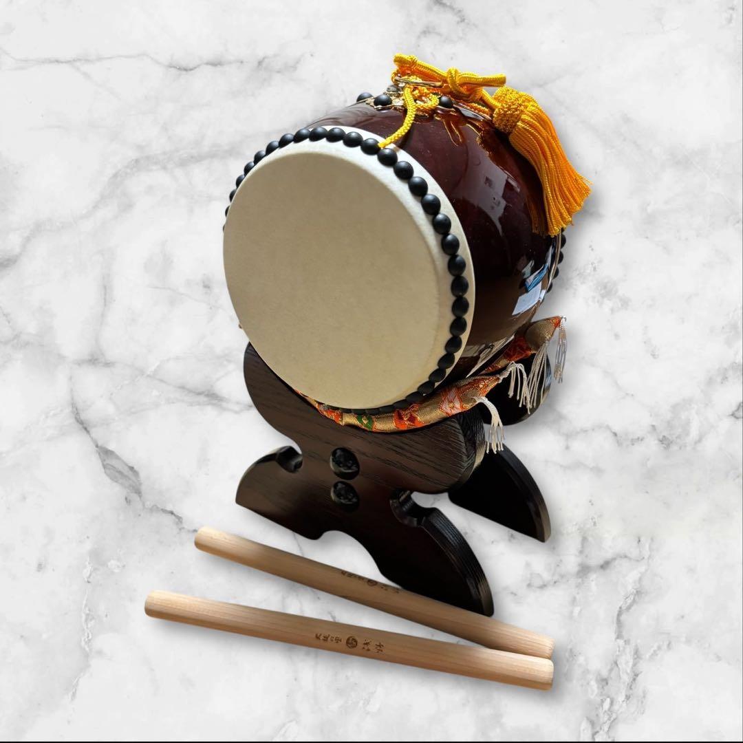 【極美品】太鼓の里 浅野　ミニ 太鼓バチ２本付き 和太鼓 子ども　お祭り