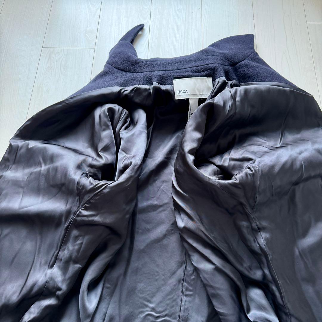 美品✨ティッカ テントコート ウール ダブルボタン　ネイビー　ロングコート　F