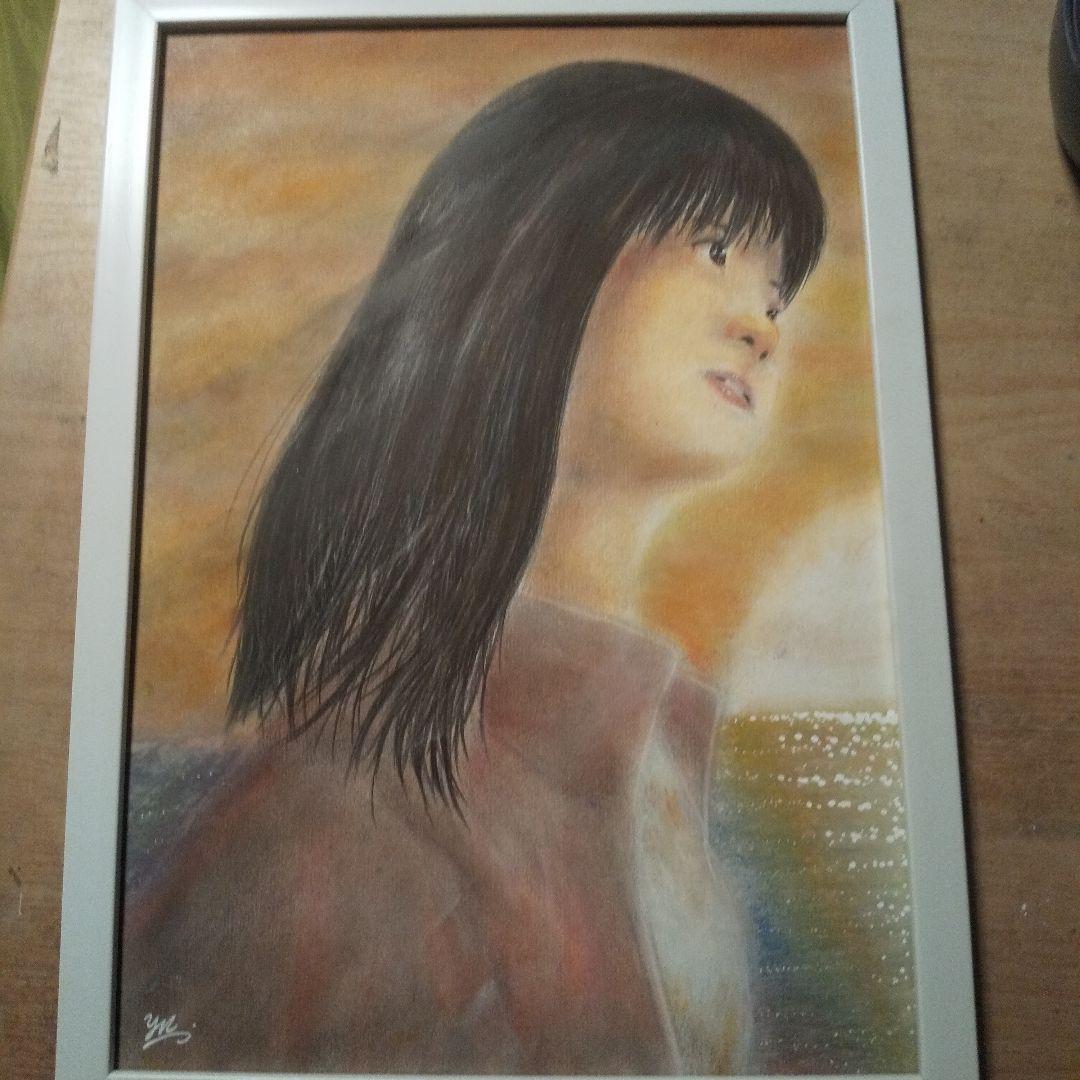 【匿名配送】絵画　「また明日」アート 原画　A4サイズ額つき