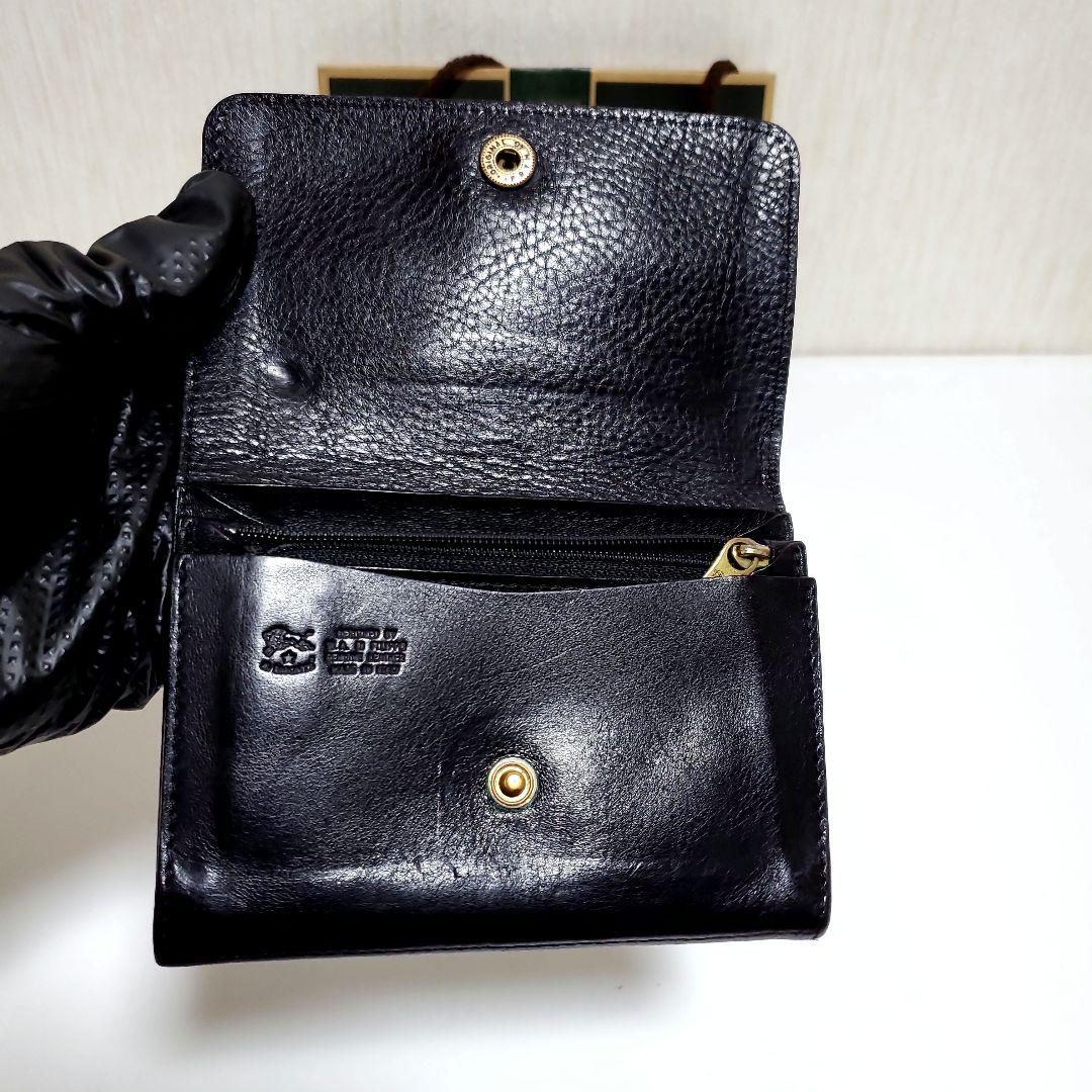 正規品　IL BISONTE　イルビゾンテ　二つ折り財布　ブラック　良品フラップ