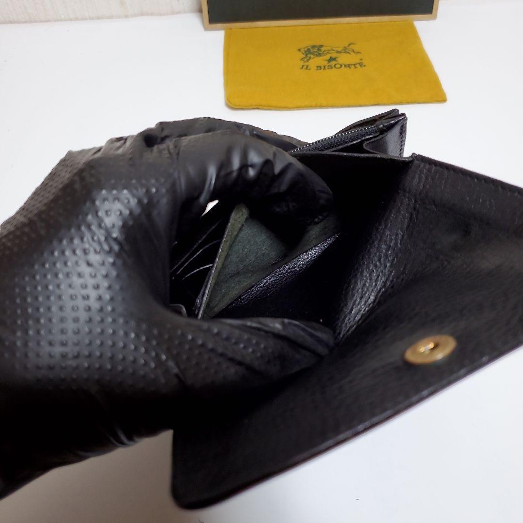 正規品　IL BISONTE　イルビゾンテ　二つ折り財布　ブラック　良品フラップ