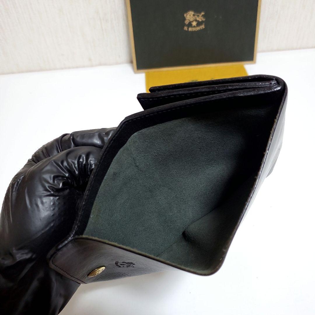 正規品　IL BISONTE　イルビゾンテ　二つ折り財布　ブラック　良品フラップ