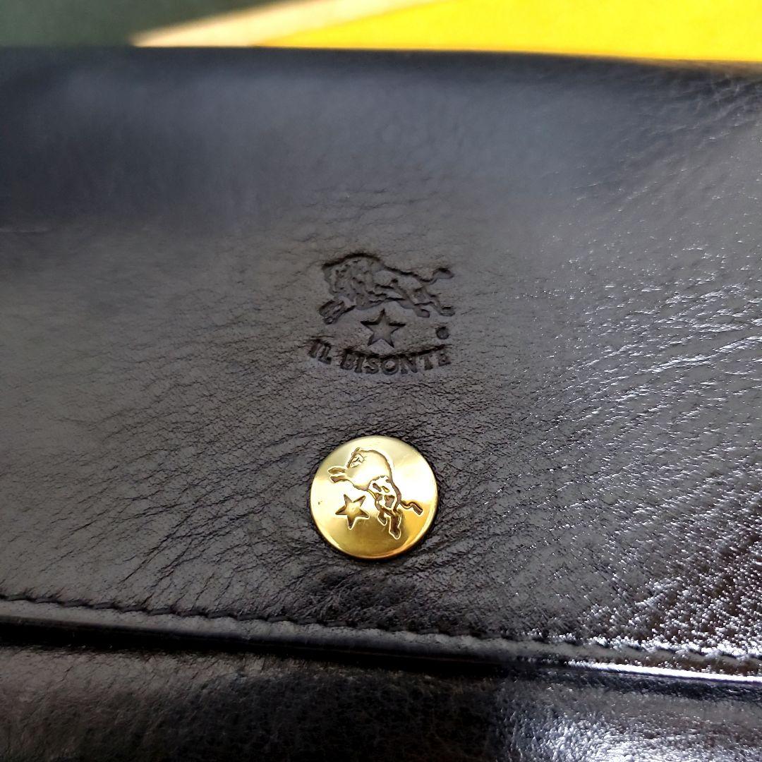 正規品　IL BISONTE　イルビゾンテ　二つ折り財布　ブラック　良品フラップ