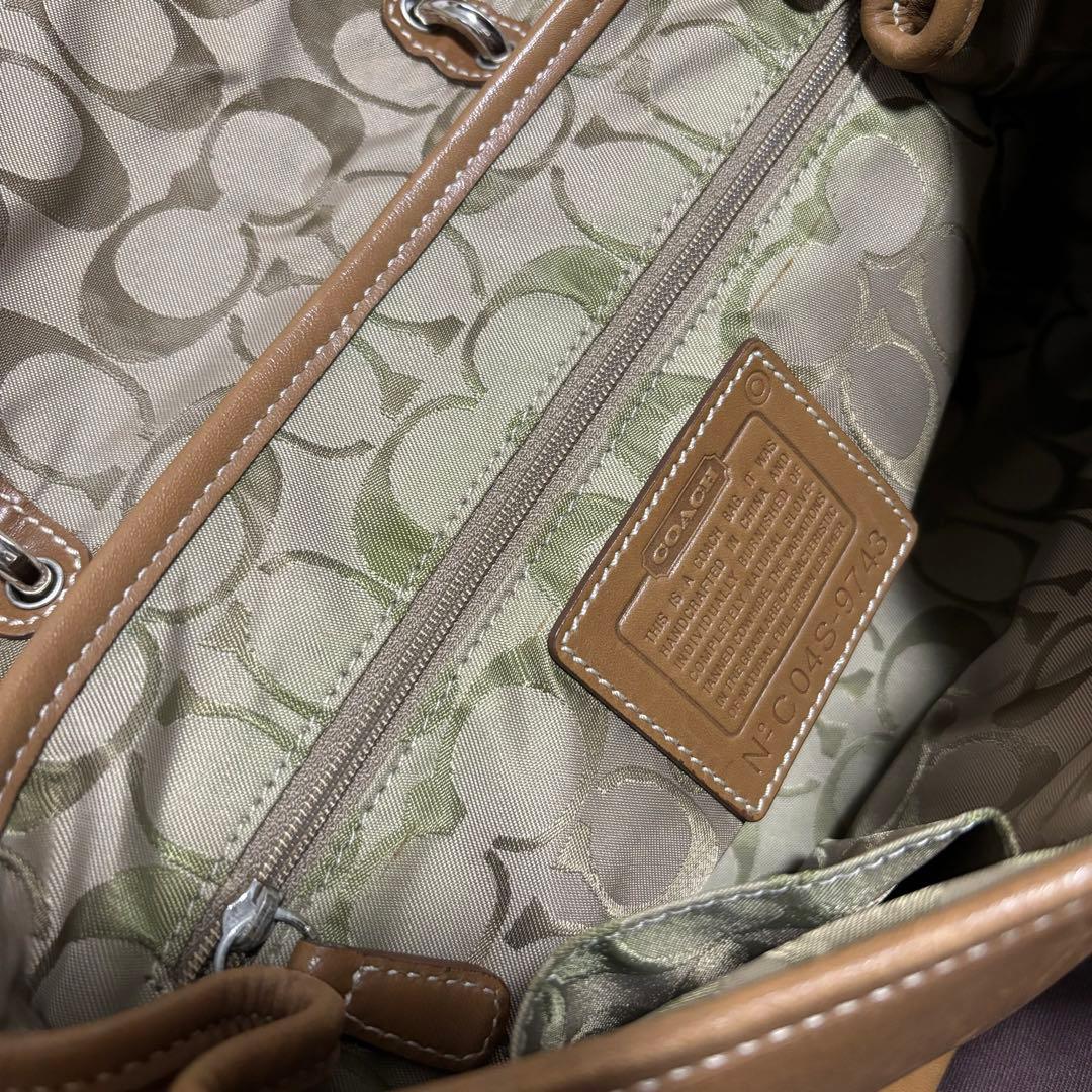 COACH ブラウンレザー ハンドバッグ 付属巾着袋つき