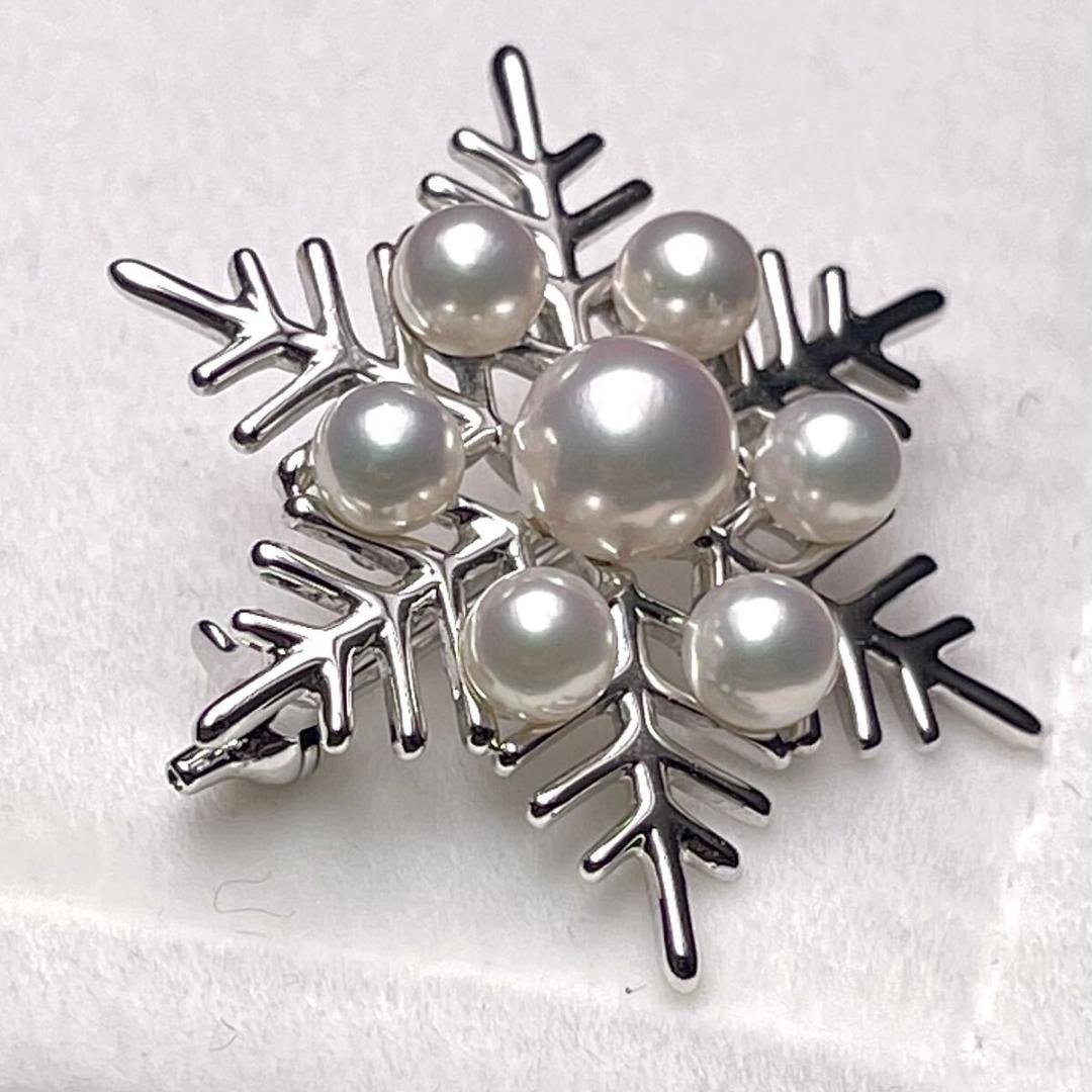 【MIKIMOTO/ミキモト】アコヤパール スノーフレーク 雪の結晶 ブローチ