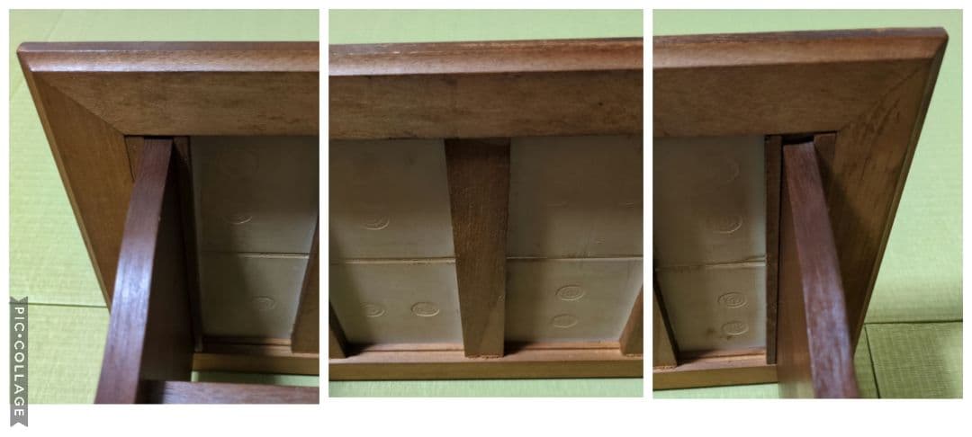 ドイツ製　天板タイル　木製　キャスター付マガジンラック　サイドテーブル