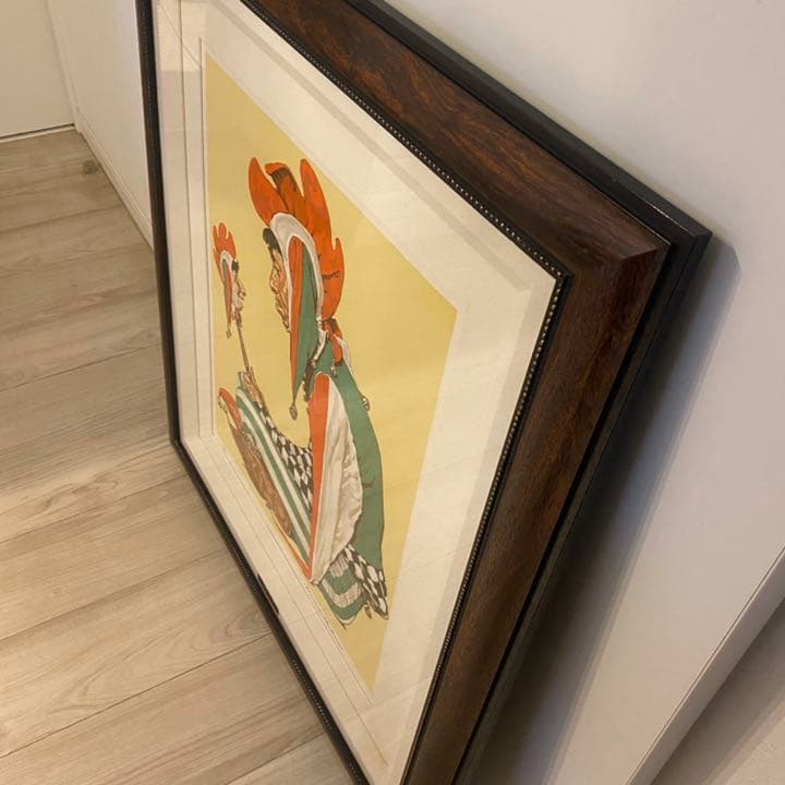 本人　直筆サイン　ノーマン　ロックウェル 道化師 リトグラフ　保証書付