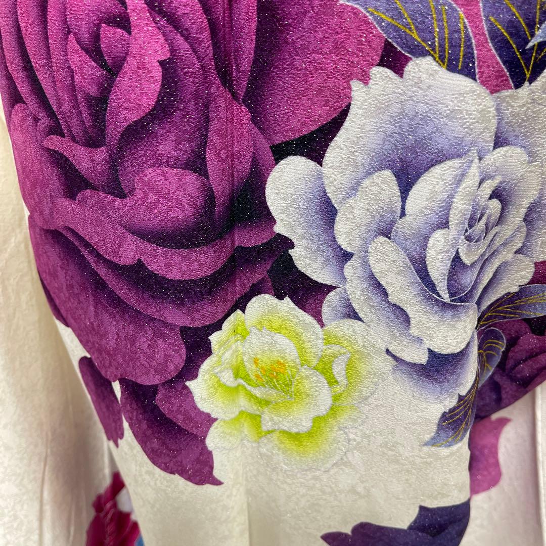 あらら様上質正絹豪華 ラメ、薔薇、蝶々 ゴージャス柄