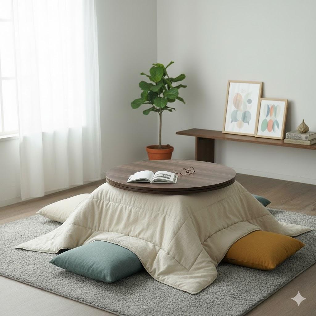 フォロー割【新品】Φ80cm　天板リバーシブル カジュアルこたつ　オールシーズン