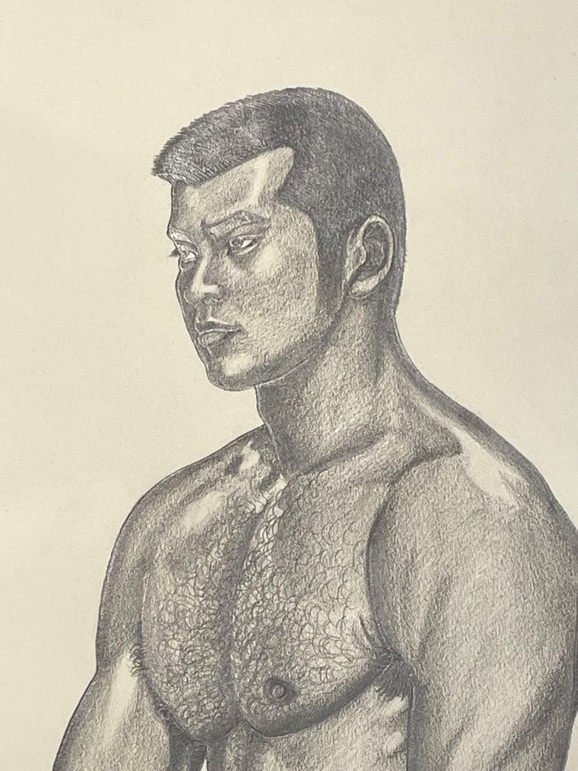 三島剛　GO MISHIMA 直筆画　真作　若者