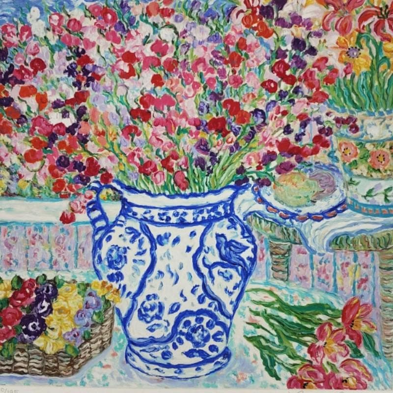 ☆レスリー・セイヤー☆「フラワーファンタジ－」シルクスクリーン　女流画家！