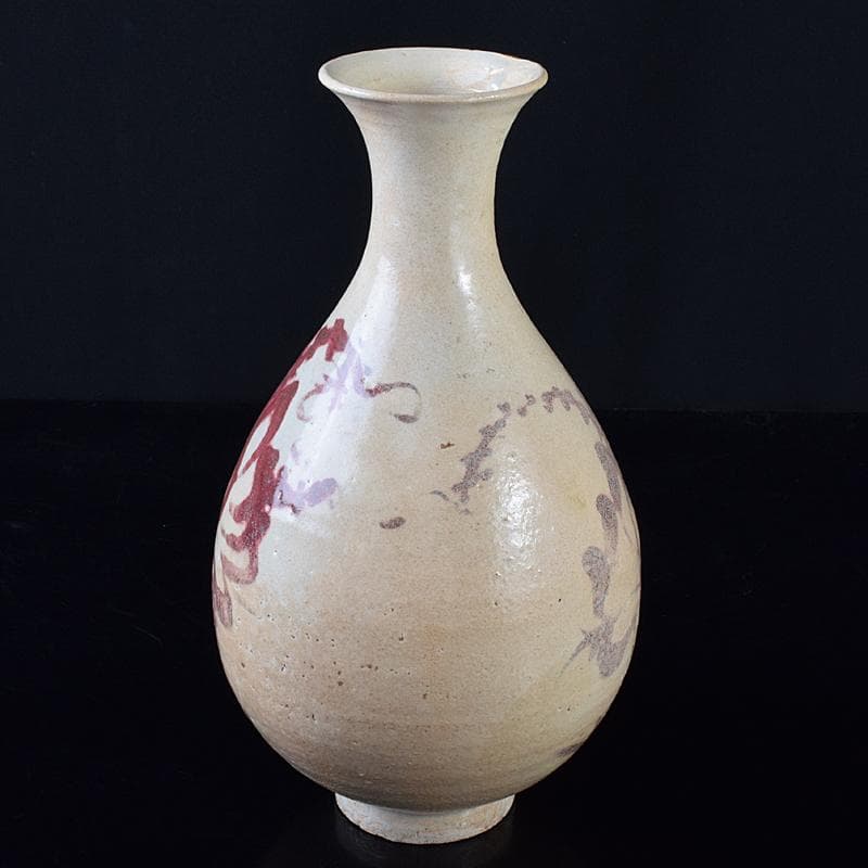 大発 中国　釉裏紅　花文　玉壺春瓶　金継ぎ直し　V　R7961