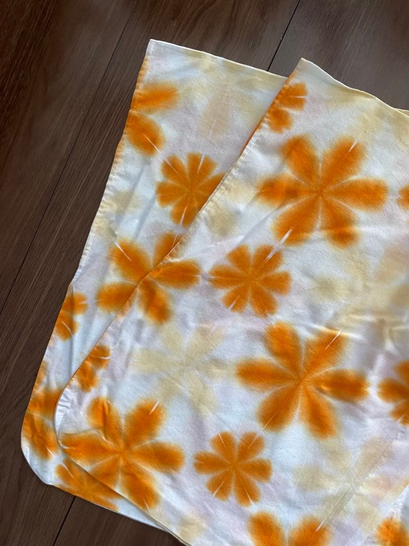 オレンジ雪花絞り 手縫い浴衣