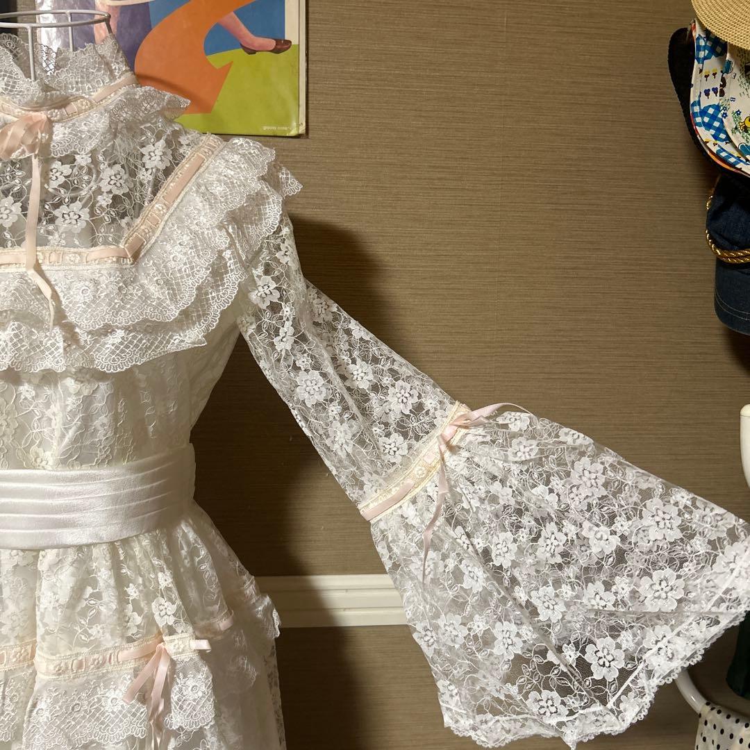 レトロ古着 総レース&リボン⋈ ドレス ヴィンテージ 古着 白