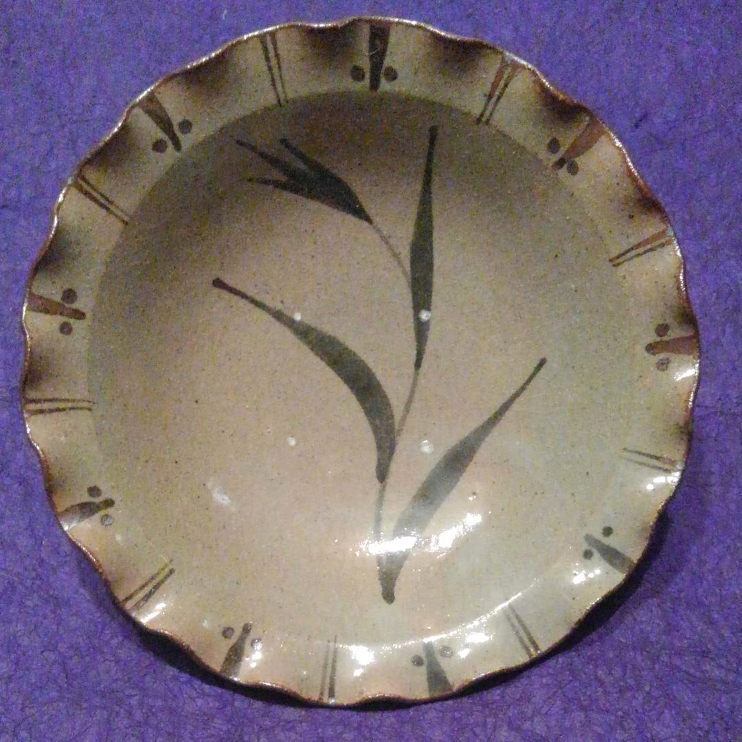 唐津焼　絵唐津草花画深皿五客揃