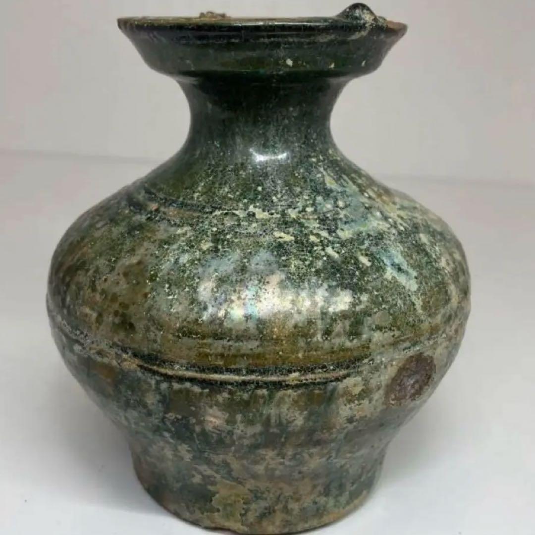 中国 漢時代　漢緑釉壺 高さ13.5cm 陶瓷Y09
