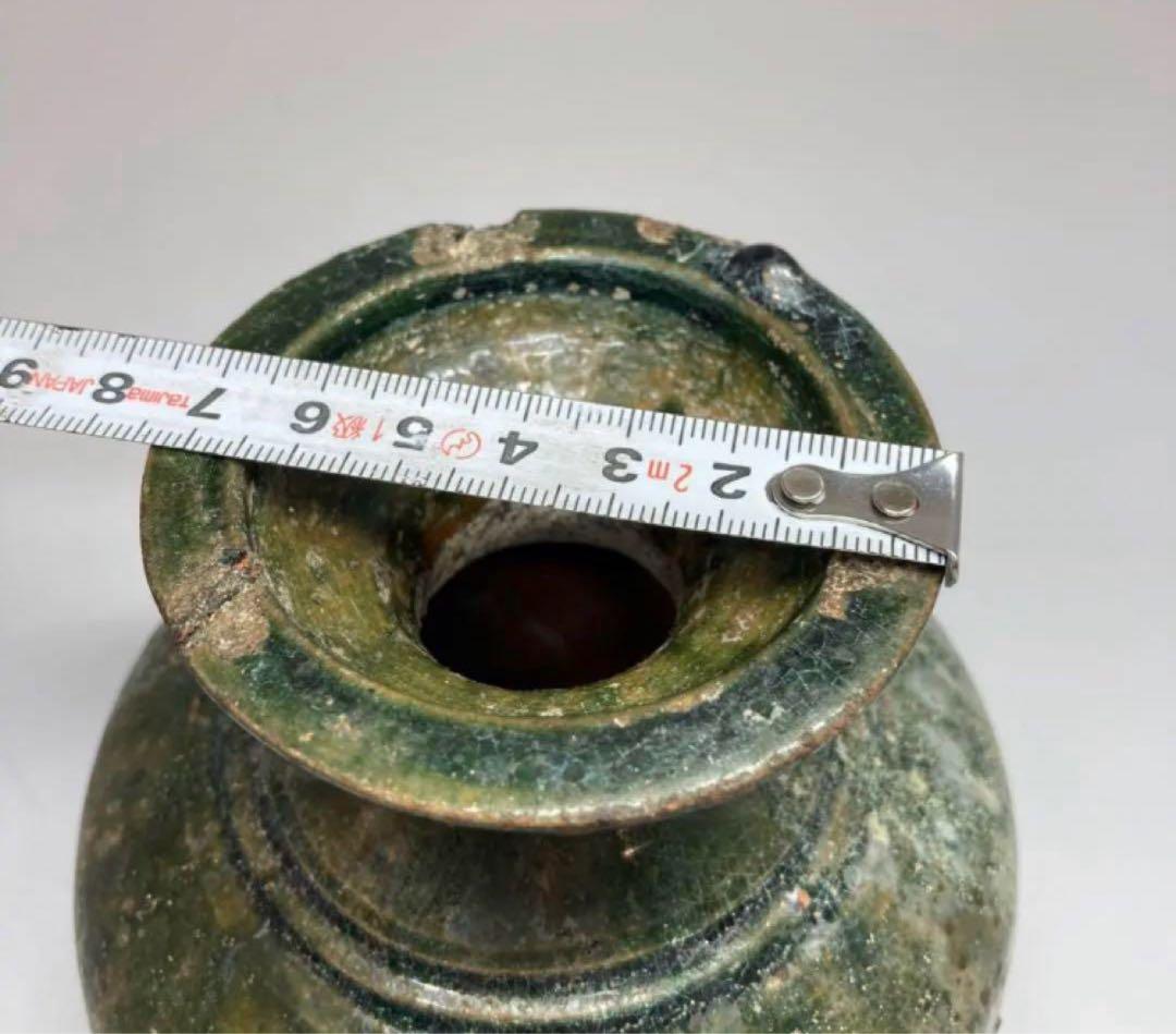 中国 漢時代　漢緑釉壺 高さ13.5cm 陶瓷Y09