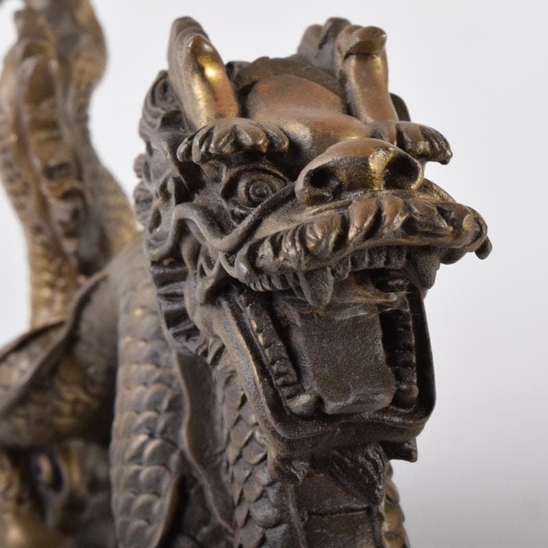 中国　古銅鍍金　龍　置物　重さ約2㎏　V　7063