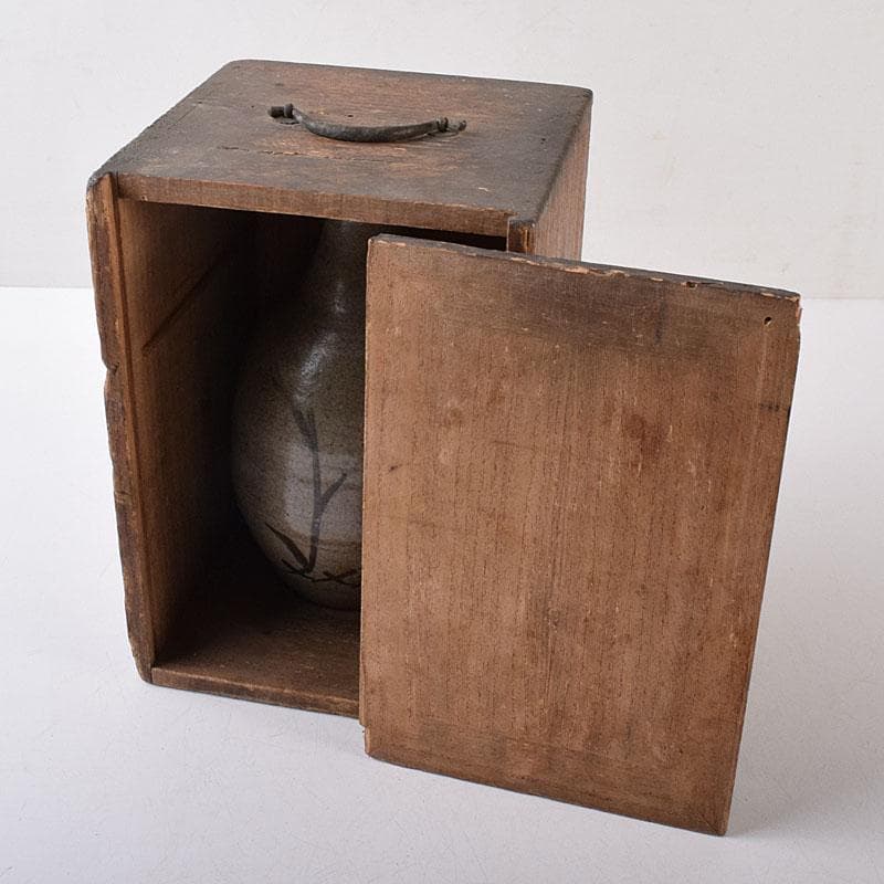 唐津焼　古唐津　絵唐津　草文　一輪生　徳利　時代箱　M　R8659