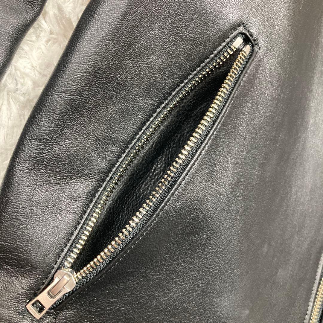 極美品 リドム ライダースジャケット シングル シープスキン 希少Lサイズ 黒