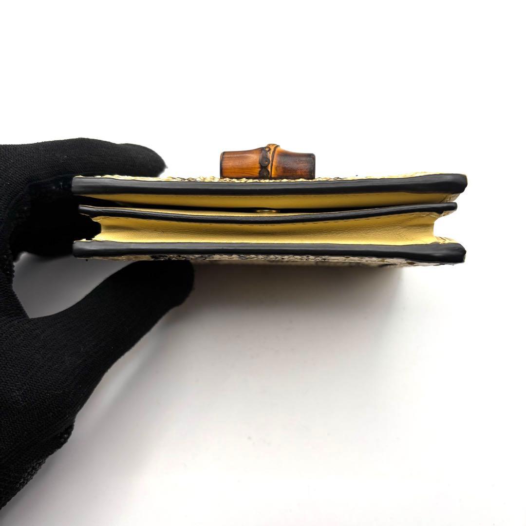 希少 グッチ ダイアナ パイソン マーモント GG バンブー 二つ折り財布 箱