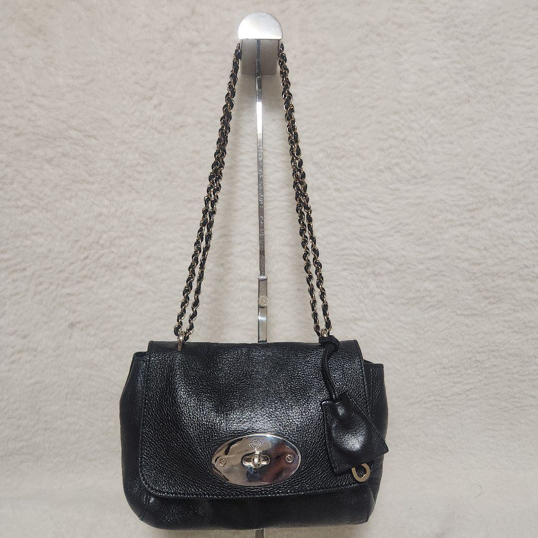 現行　マルベリー　ショルダーバッグ　リリー　ブラック　グロッシーゴート　チェーン