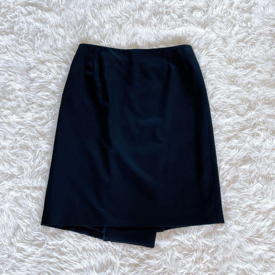 希少✨【エルメス】レザーベルト ラップスカート 巻きスカート ブラック ロゴ刻印