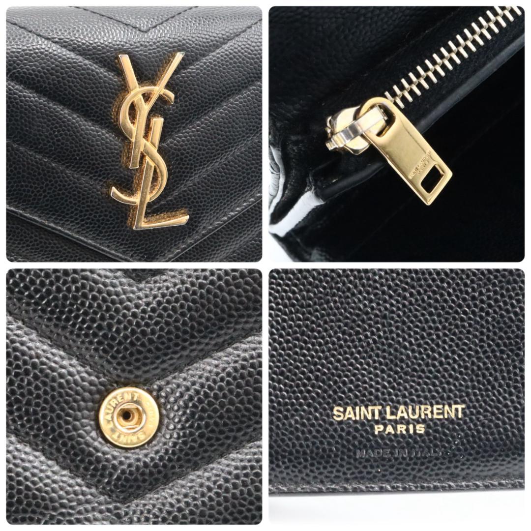 美品　サンローランパリ　YSL Vステッチ　折り財布　ブラック
