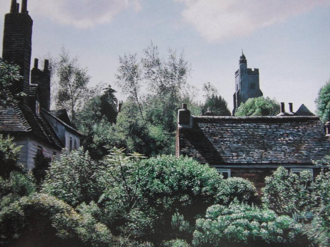 原雅幸、【Six Bells坂の家並み】、希少な額装用画集より