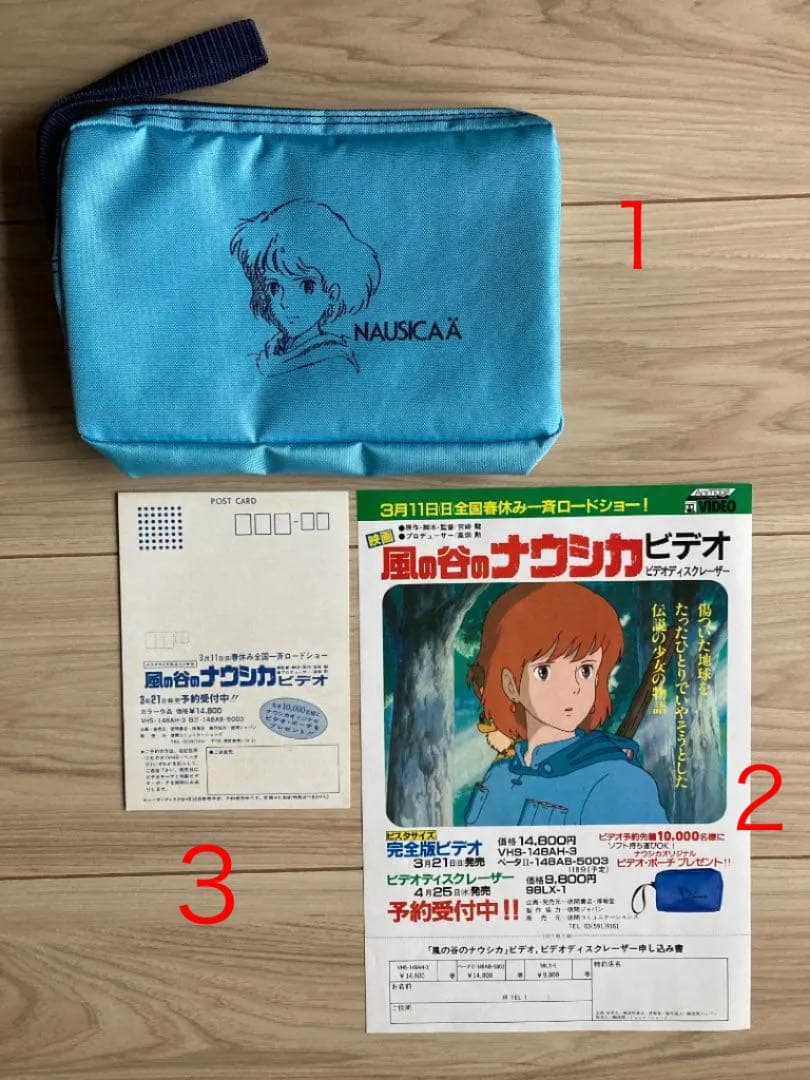 風の谷のナウシカ ビデオ 販促品 ポーチ　Aセット ◆非売品 美品 1984年物
