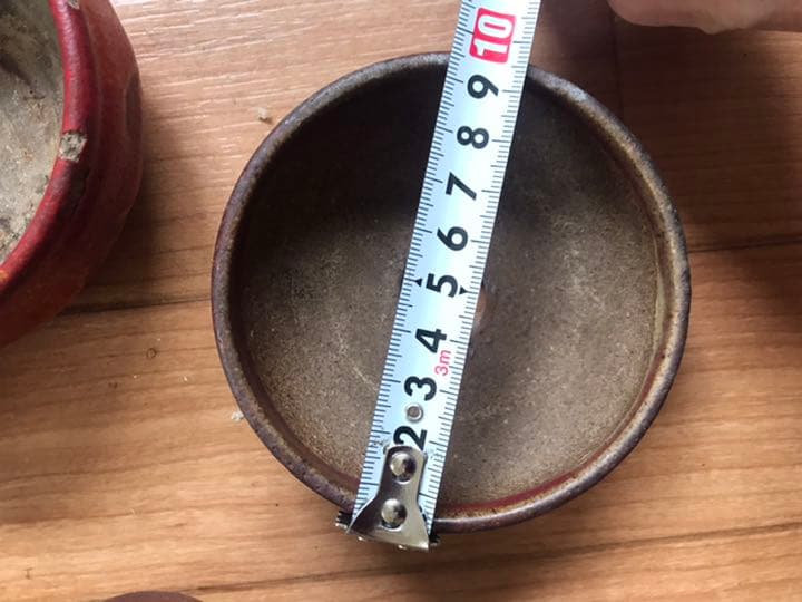 盆栽鉢　超希少時代ミニ盆栽鉢鶏血辰砂支那鉢？和鉢〜亭古色古鉢骨董鉢赤い盆栽鉢