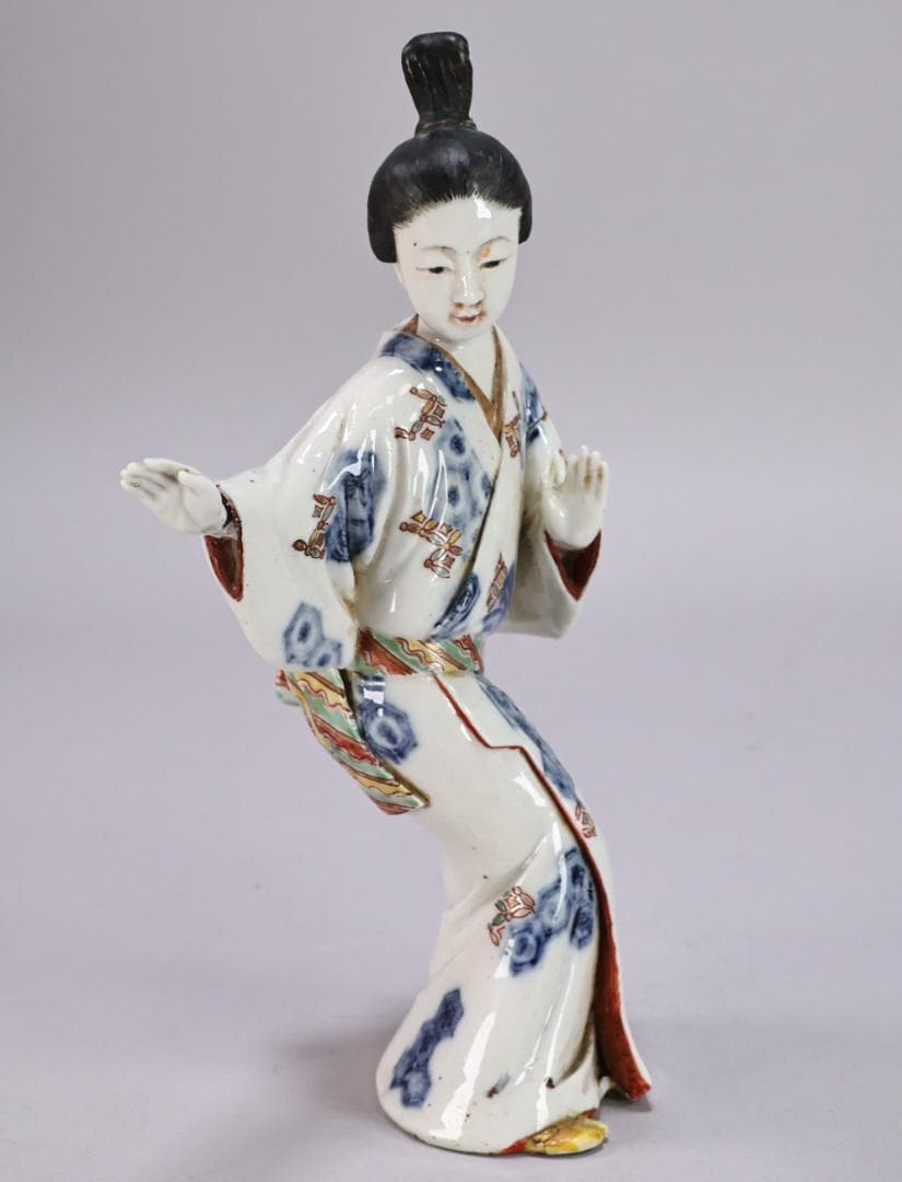 珍品　陶製　人形　「 大石由雄妓遊 」　在銘　置物　大石内蔵助　BK154