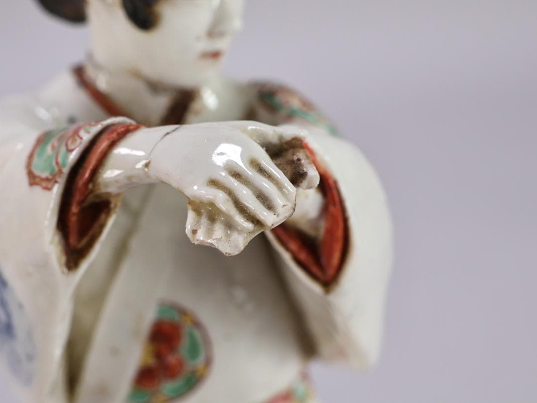 珍品　陶製　人形　「 大石由雄妓遊 」　在銘　置物　大石内蔵助　BK154