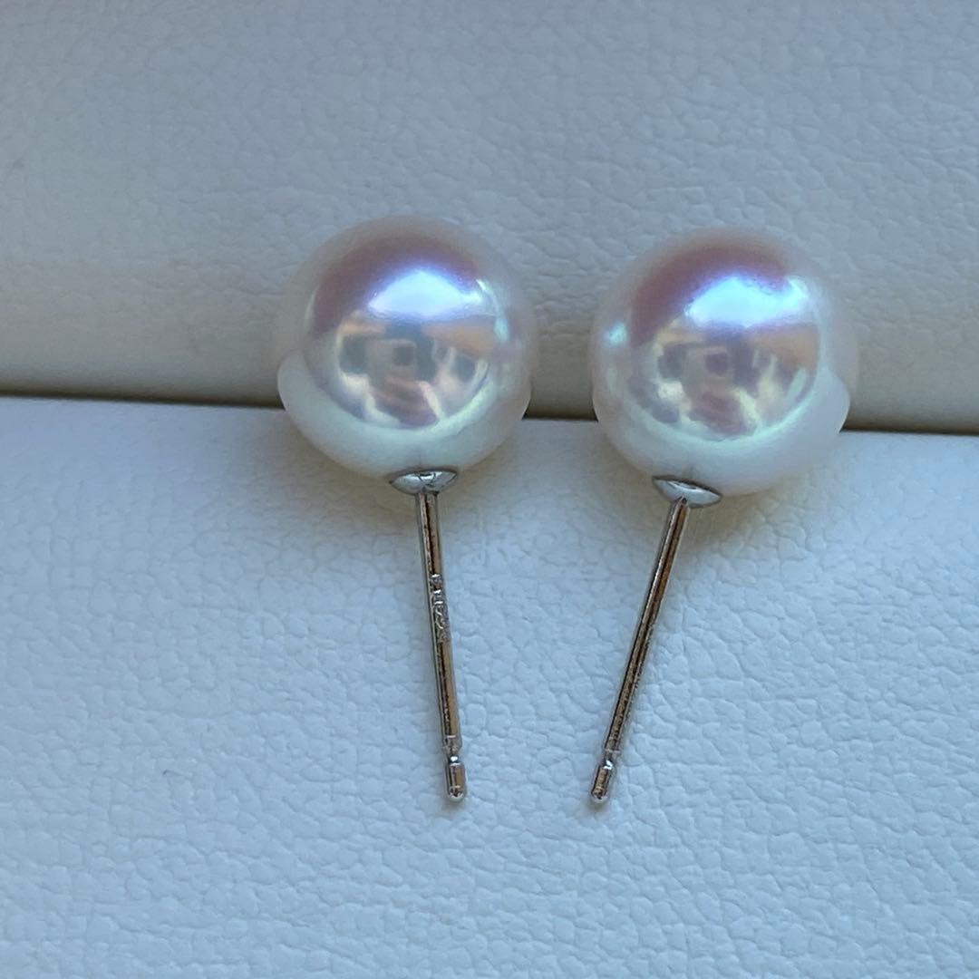 1943 美品❣️天女級のテリ❣️pt900❣️あこや真珠8mm ピアス　Aly手作