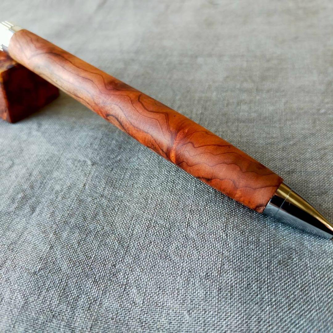 レッドウッド　セコイア　杢　ハンドメイド　木軸ボールペン　G2　天然木　シルバー