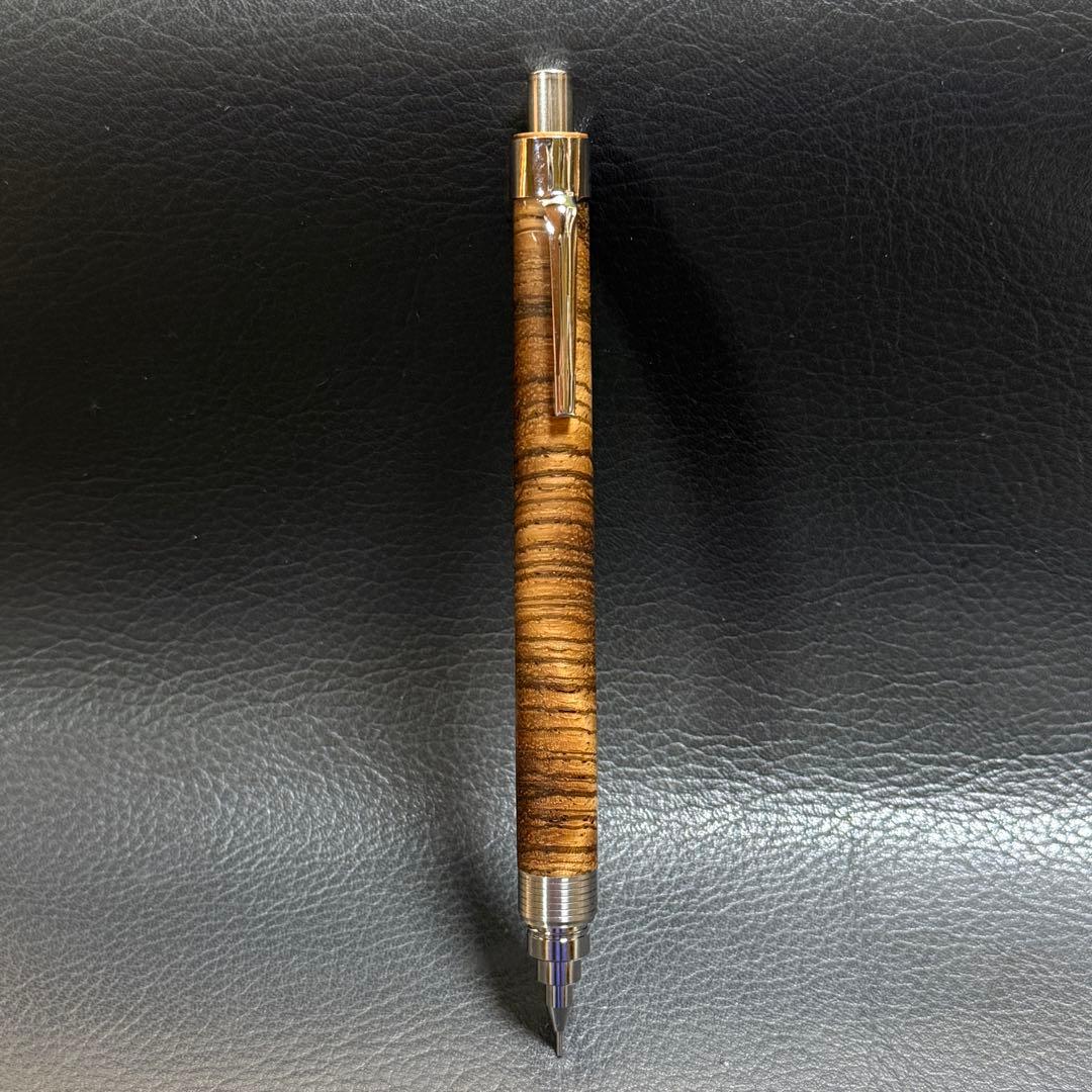 210ゼブラウッド横目スタビ　木製シャーペン　超低重心(溝付き) ステンレス