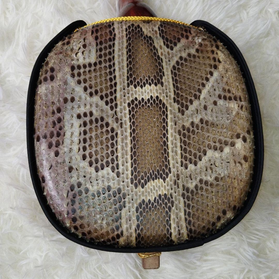 【極美品】沖縄三線 本蛇革 強化張り 花梨 蛇皮 ハードケース 爪