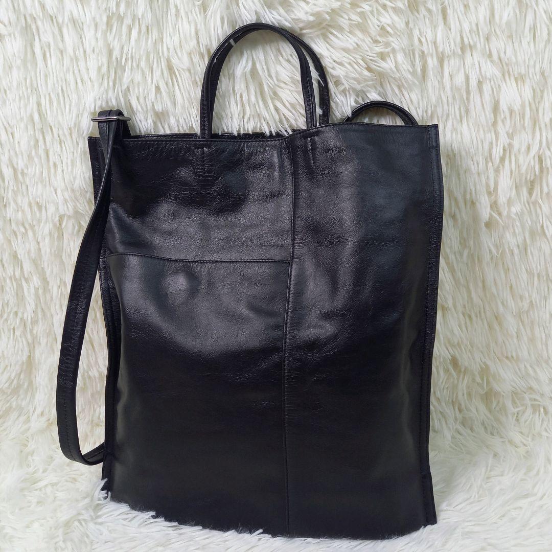 【美品】イアパピヨネ 牛革 ぺたんこ トート ショルダーバッグ 2way A4可