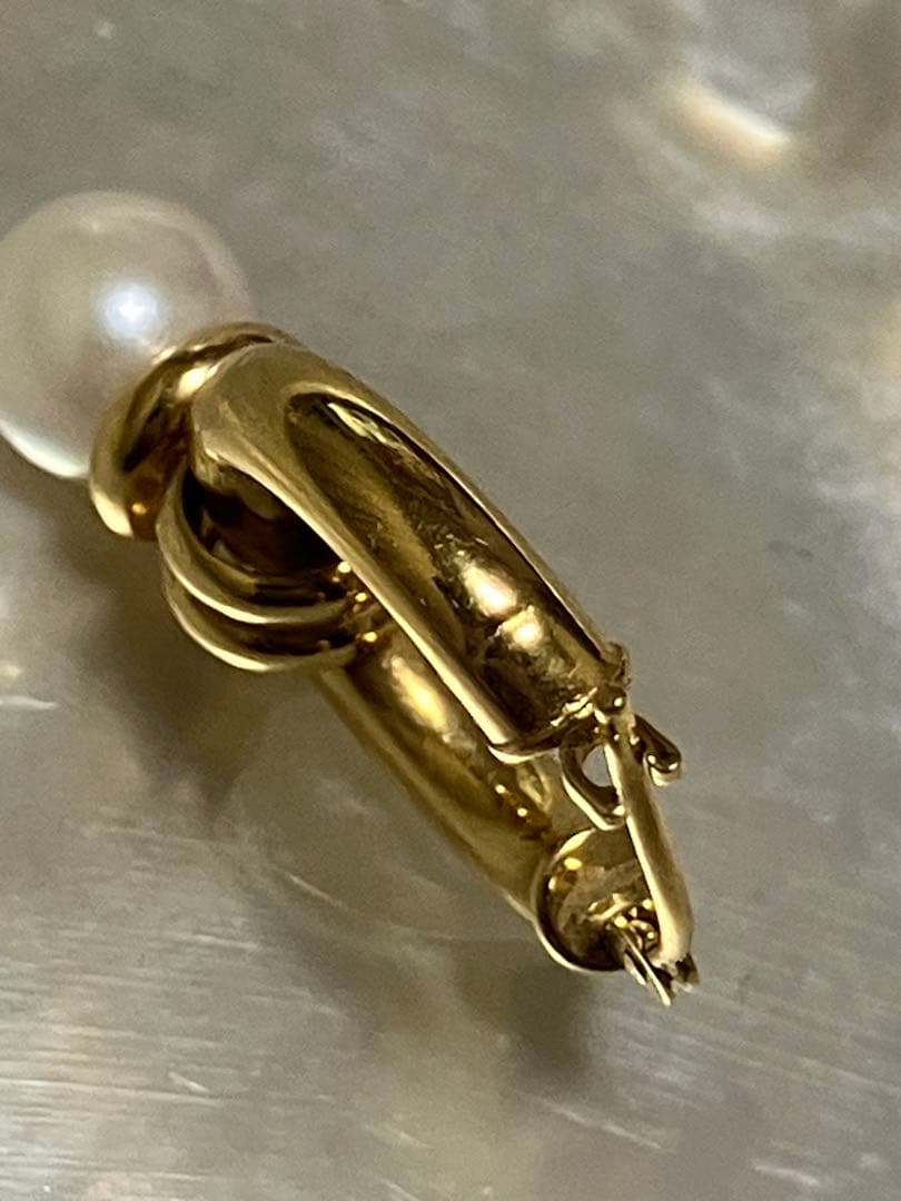 K18 ゴールド　パール　フープ　ピアス