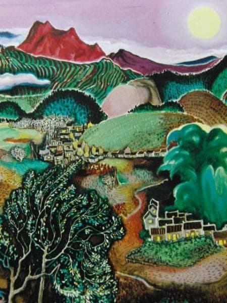 WEN PEOR（温悲鴎）、わが故郷の明月、希少な額装用大判画集画