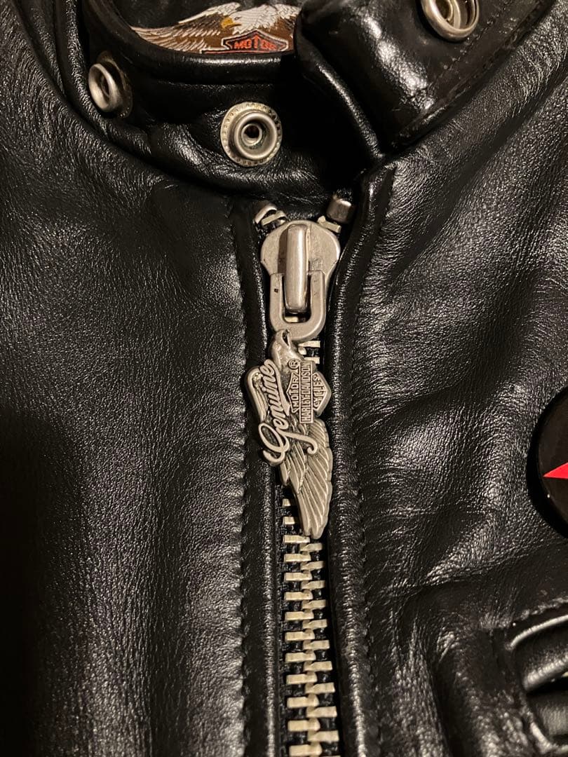 Harley-Davidson ブラックレザーシングルライダースジャケット S