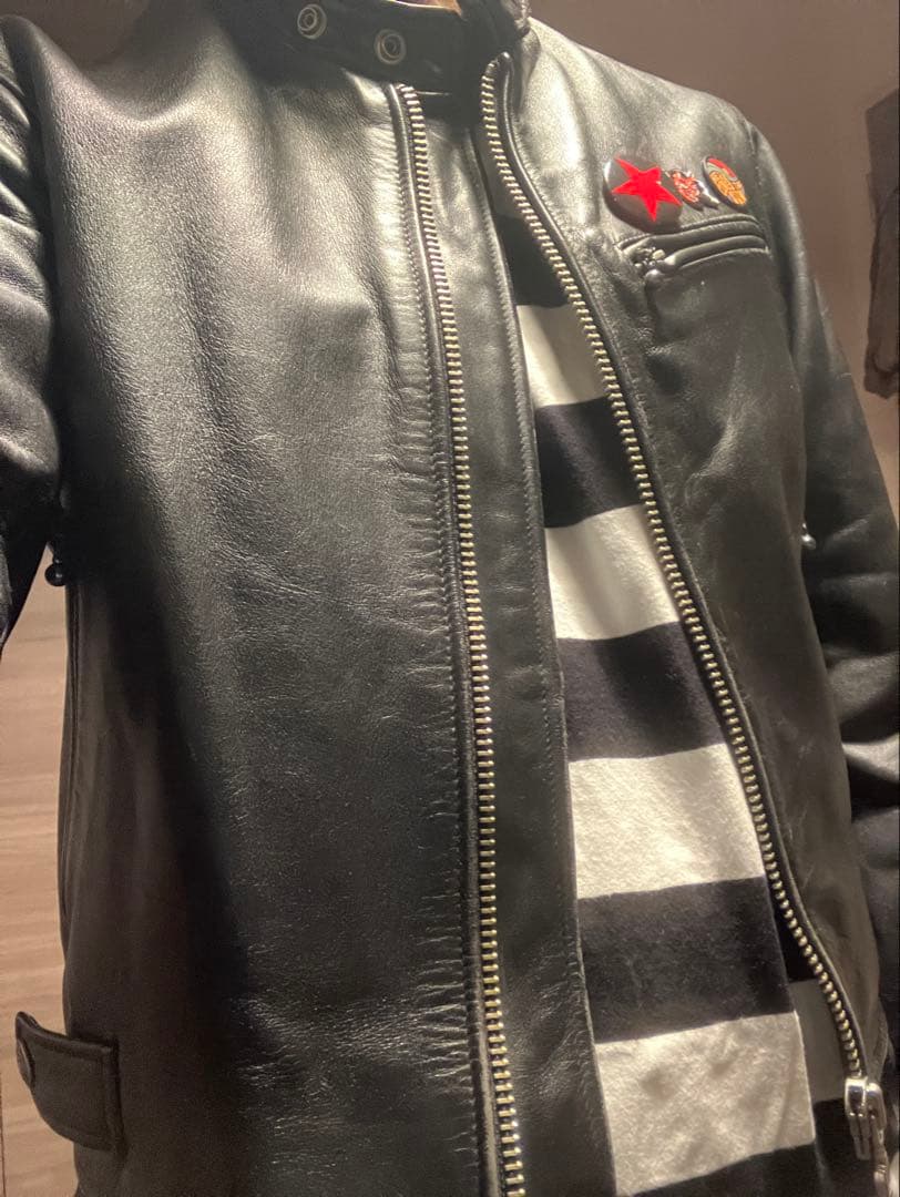 Harley-Davidson ブラックレザーシングルライダースジャケット S