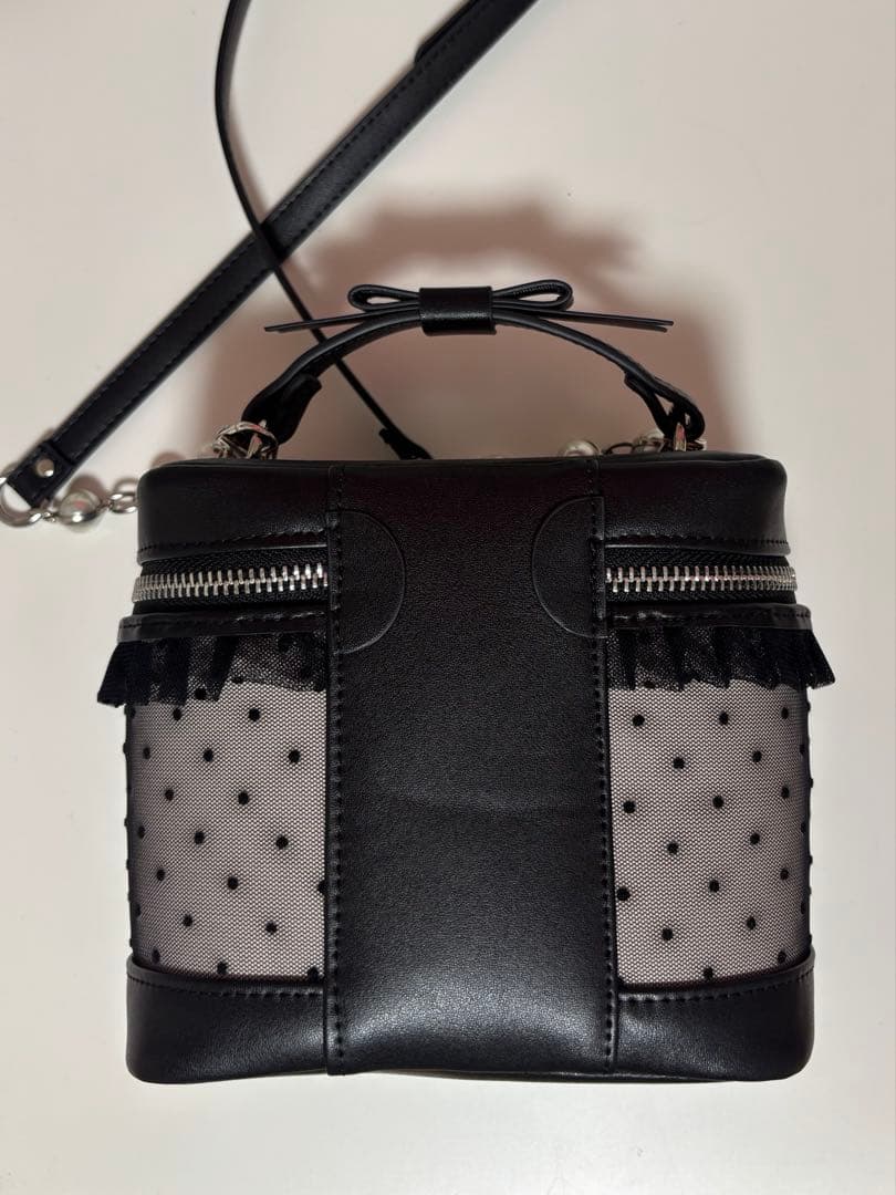 pium ハートドットチュールバニティ ブラック×ピンク