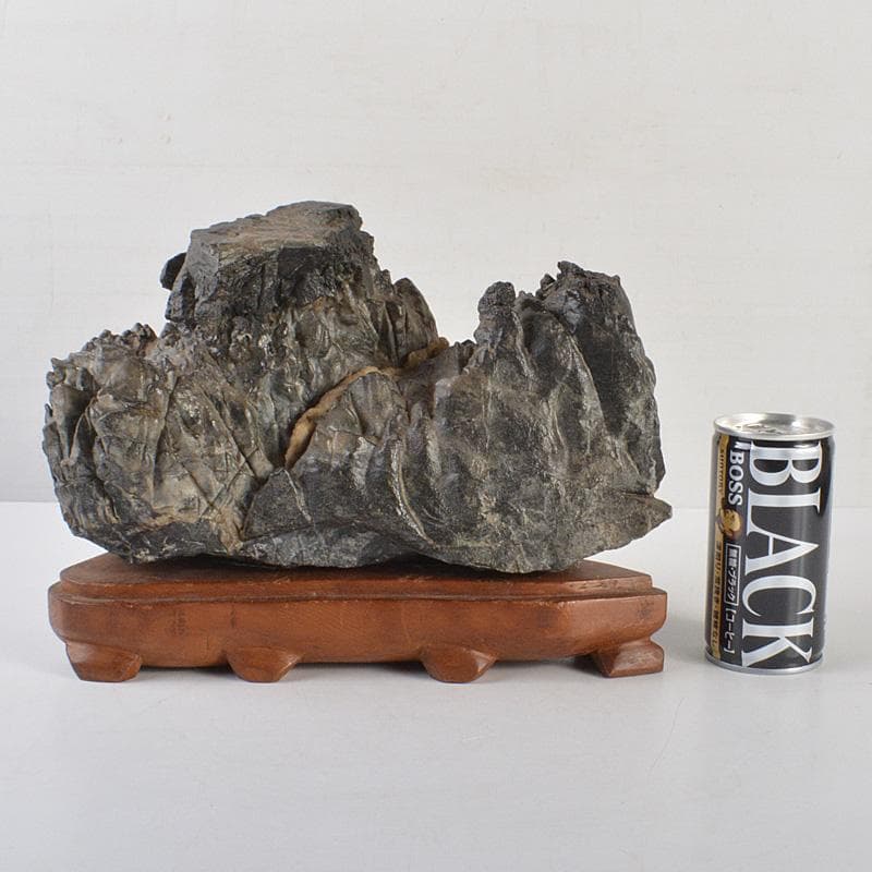 天然石　鑑賞石　太湖石　霊壁石　置物　重さ約5.4kg　唐木台付　CR7169F