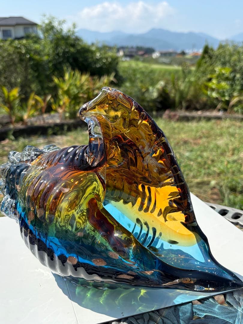 ❤️買い得　✳ 3kg 超綺麗　琉璃　手作り　可愛い　ほら貝形　芸術品　Ｂ