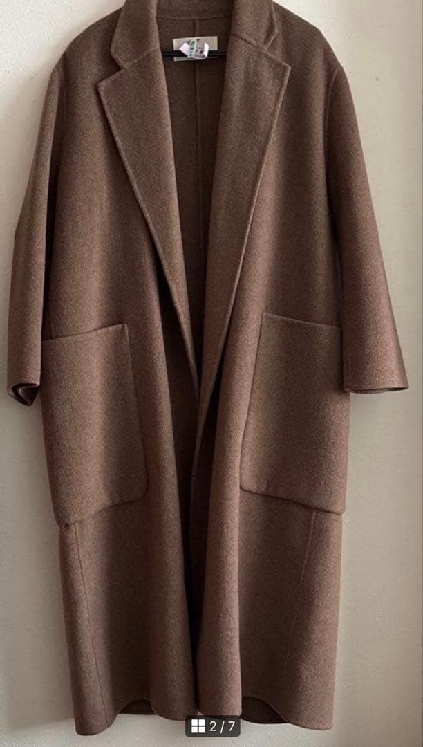 todayful ウールロングコート　モカ色